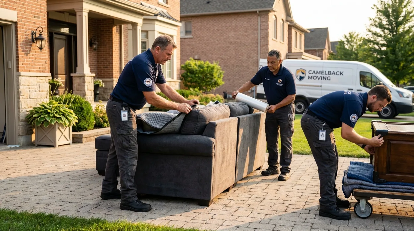 Large estate moving crew wrapping furniture in Talladega, AL
